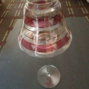 Elegant Vintage Art Glass Fairy Lamp In Stem ,heart Stripe Design No Chips